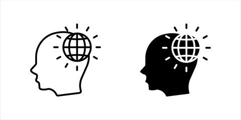Global Thinking Icon Flat Vector Illustration	
