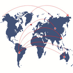 World Map with Air Routes.