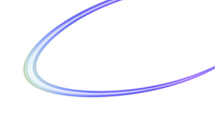 Blue gradient curved light trail with transparent background

