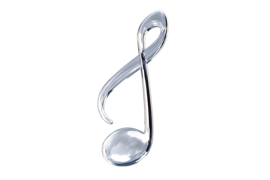 Polished silver musical note