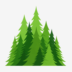 Obraz premium Stylized illustration of a dense pine forest with layered, semi-transparent green trees.