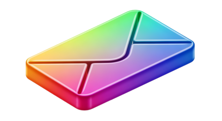 Colorful Rainbow Envelope Icon on Transparent Background Modern Digital Illustration