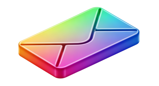 Colorful Rainbow Envelope Icon on Transparent Background Modern Digital Illustration