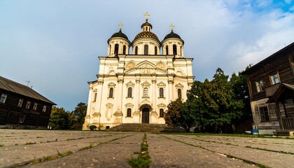 Obraz premium Orthodox cathedral, serene autumn scene