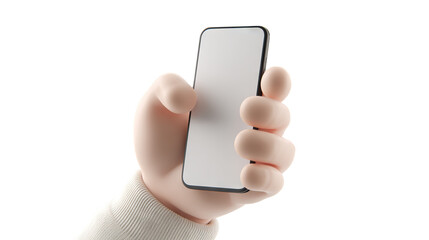 Hand Holding Smartphone on transparant background