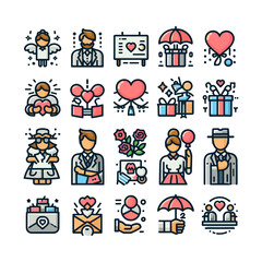 collection of Father's Day Mother's Day Icons