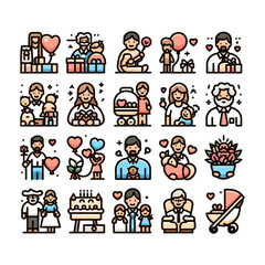 Naklejka premium collection of Father's Day Mother's Day Icons