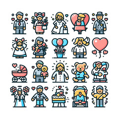 collection of Father's Day Mother's Day Icons