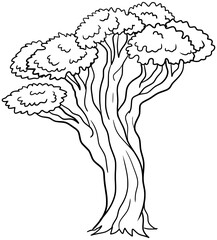Bristlecone Pine Tree Vector Outline Line Art Drawing