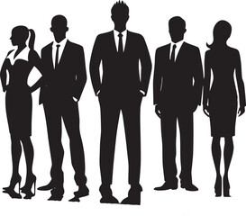  Business People Standing Silhouette – Corporate Team and Leadership