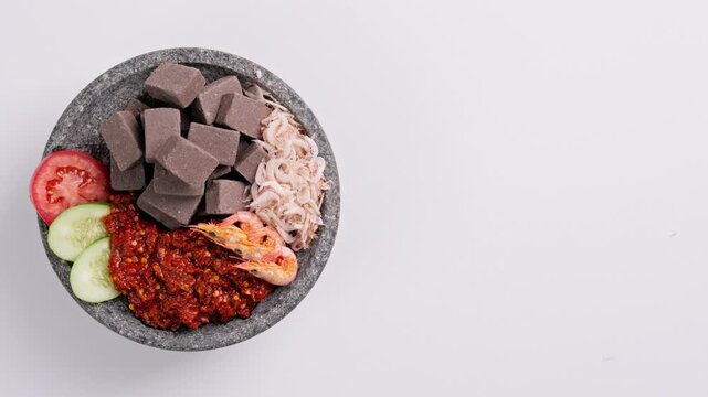 Homemade Sambal Terasi, Traditional Spicy Indonesian Chili Paste with Shrimp Paste and Fresh Red Chili