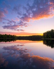 Obraz premium Serene sunset over a lake