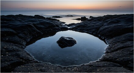 Volcanic Tide Pool Reflection at Blue Hour Mahangetang Island Indonesia