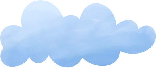Light Blue Cloud Watercolor Texture Shape, Isolated Background. Soft and Peaceful Sky Decorative Design