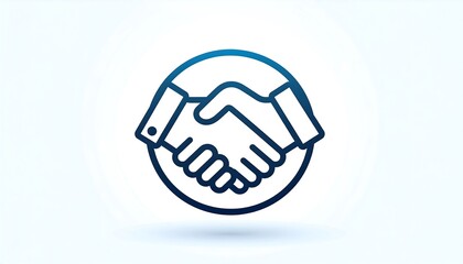 A simple, outlined graphic portrays two hands clasped in a handshake, encircled by a circle, creating a visual representation of partnership and agreement.