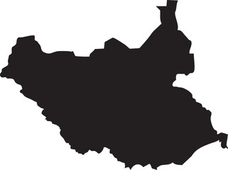 South Sudan Vector Map Silhouette High Detailed 