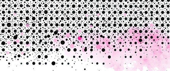 Dynamic modern abstract pattern with black and pink polka dots creating a vibrant, playful, and stylish backdrop