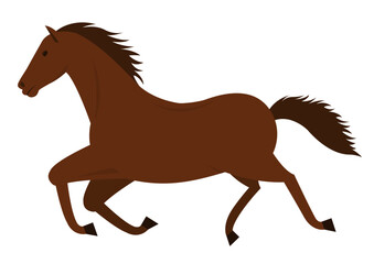 走る茶色い馬の横側のイラスト
