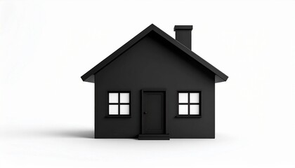 Simple black house icon on white background, minimalist home symbol.