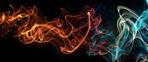 Abstract Purple and Blue Smoke Plumes on a Dark Background. Perfect for graphic design projects, visual effects, artistic compositions. Anamorphic video 
