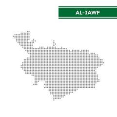 Dotted map of Al Jawf Province in Saudi Arabia