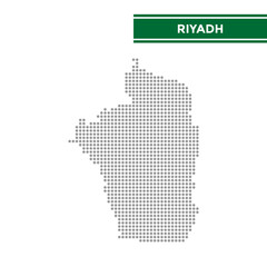 Dotted map of Riyadh Province in Saudi Arabia