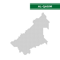 Dotted map of Al Qassim Province in Saudi Arabia