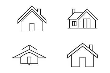 Fototapeta premium set of aerial house icon vector line art illustration Isolated on White Background