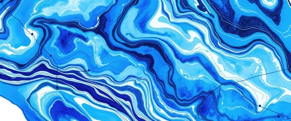 Fototapeta premium Captivating ocean waves abstract art with flowing blue patterns and white accents
