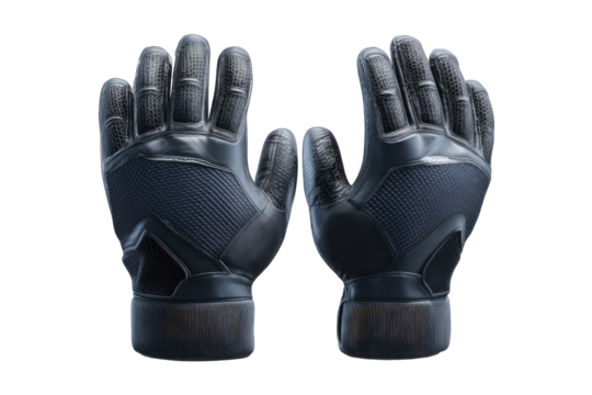 Dark navy blue tactical gloves, front view