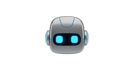 Futuristic Robot Head with Glowing Eyes on Transparent Background