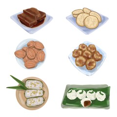 set of tradional food in south sulawesi