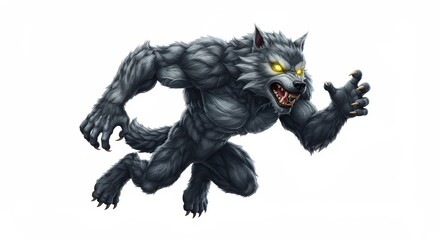 Fototapeta premium Powerful werewolf running illustration