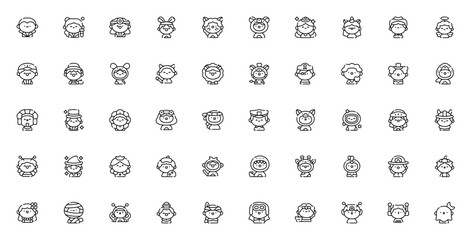 Kids Costumes icon set. Vector illustration of Halloween dress up outfits. Includes Vampire, Scientist, Doctor, Unicorn, Pirate, Astronaut, Superhero, Robot and more. Editable styles.