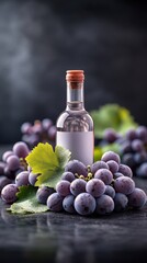 Fototapeta premium Clear Liquor Bottle with Grapes