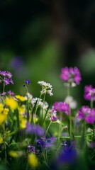 Obraz premium flowers,field,botanical,petals,grass,plants,colorful,garden,green,outdoor,spring,warmth,nature,foliage,summer,season,bloom,beauty,floral,leaves