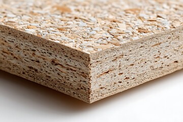 Fototapeta premium Particle Board Edge Detail Showing Wood Chip Texture and Material Composition