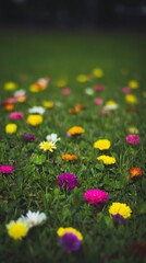 Fototapeta premium flowers,field,botanical,petals,grass,plants,colorful,garden,green,outdoor,spring,warmth,nature,foliage,summer,season,bloom,beauty,floral,leaves