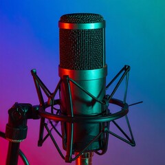 Studio microphone in vibrant lighting (1)