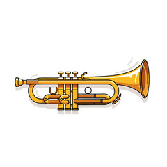 Fototapeta premium Golden Trumpet with Three Valves and Bell.