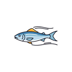 Fototapeta premium Stylized Blue Fish with Orange Fins Swimming.