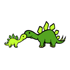 Stegosaurus Dad Mom Child Family Father Mother Happy