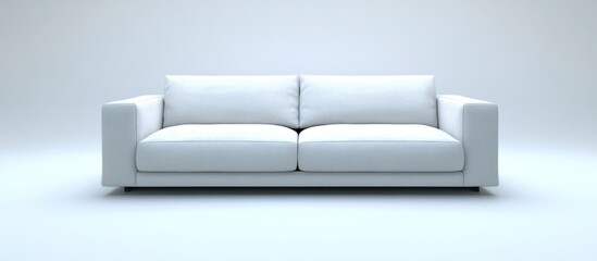 Modern white sofa in minimalist studio setting