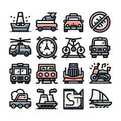 Transportation icons set