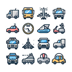 Transportation icons set