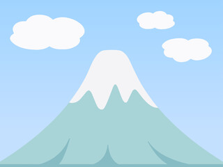 富士山と青い空の風景イラスト シンプルな背景素材