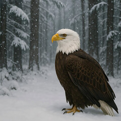 Obraz premium Bald Eagle in Winter Forest