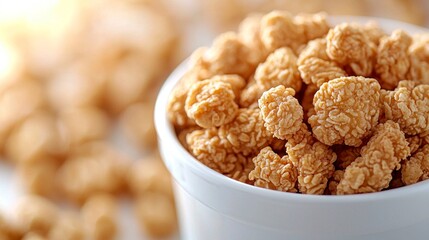 Obraz premium Crispy snacks spilling from a white cup