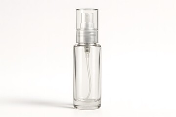 Naklejka premium Medium Elegant Frosted Glass Spray Bottle with Transparent Cap for Cosmetic Packaging Mockup