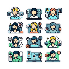 video calls Icons set